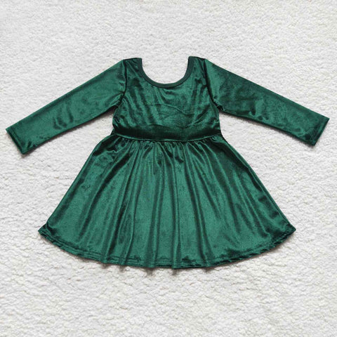 GLD0336 Green Velvet Girl's Dress