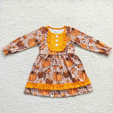 GLD0343 All the fall vibes Pumpkin Girl's Dress