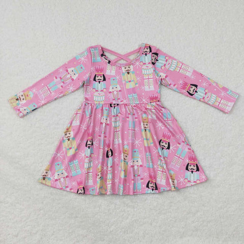 GLD0384 Christmas Soldier Pink Girl's Dress