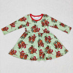 GLD0387 Christmas Cow Girl's Dress