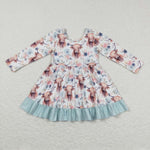 GLD0412 Cow Flower Girl's Dress