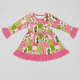 GLD0420 Christmas Green Animal Girl's Dress