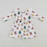 GLD0442 Christmas Gingerbread Girl's Dress