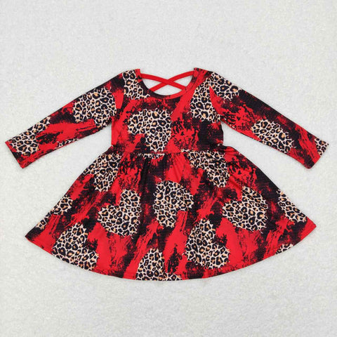 GLD0490 Leopard Love Red Girl's Dress