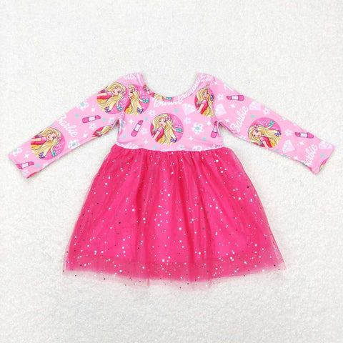 GLD0494 Barbie Pink Tulle Girl's Dress