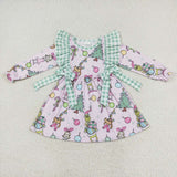 GLD0519 Christmas Green Pink Girls Dress