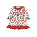GLD0523 Christmas Candy Cane Red Girls Dress