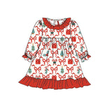 GLD0523 Christmas Candy Cane Red Girls Dress