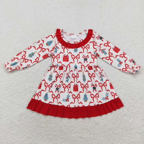 GLD0523 Christmas Candy Cane Red Girls Dress