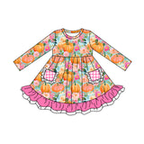 GLD0532 Pumpkin Flower Pink Girls Dress