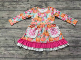 GLD0532 Pumpkin Flower Pink Girls Dress