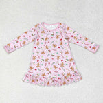 GLD0550 Christmas Gingerbread Pink Girls Dress