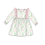 GLD0555 Christmas Tree Pink Girls Dress