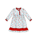 GLD0556 Christmas Santa Red Girls Dress Gown