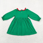 GLD0559 Embroidery Smocked Christmas Trees Red Plaid Girls Dress