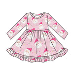 GLD0562 Christmas Santa Pink Girls Dress