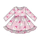GLD0562 Christmas Santa Pink Girls Dress