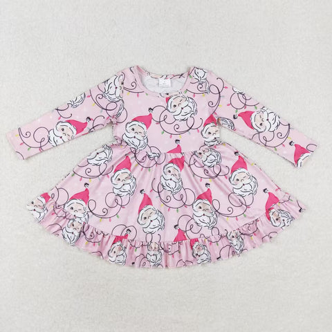 GLD0562 Christmas Santa Pink Girls Dress