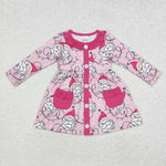 GLD0563 Christmas Santa Pink Girls Dress