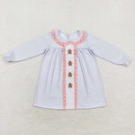 GLD0571 Embroidery Christmas Gingerbread Pink Girls Dress