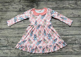 GLD0577 Cartoon Blue Dog Pink Girls Dress