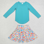 GLD0595 Colorful Green Blue Leopard Sports Girls Skirt Shorts Set