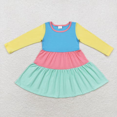 GLD0601 Colorful Blue Cotton Girls Dress