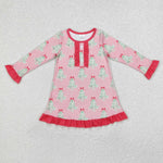 GLD0636 Christmas trees Pink Girls Dress