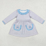 Cute Bows Blue Kids Sibling Matching Clothes