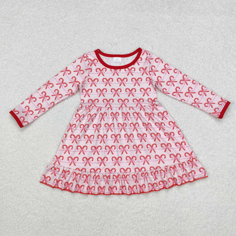 GLD0774 Christmas Candy Canes Red Girls Dress