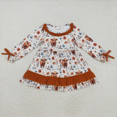 GLD0784 Autumn Cow Flower Girls Dress