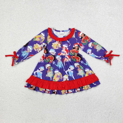 GLD0815 Christmas Cartoon Princess Purple Girls Dress