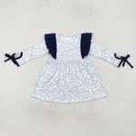 GLD0836 Flower Floral Blue Girls Dress