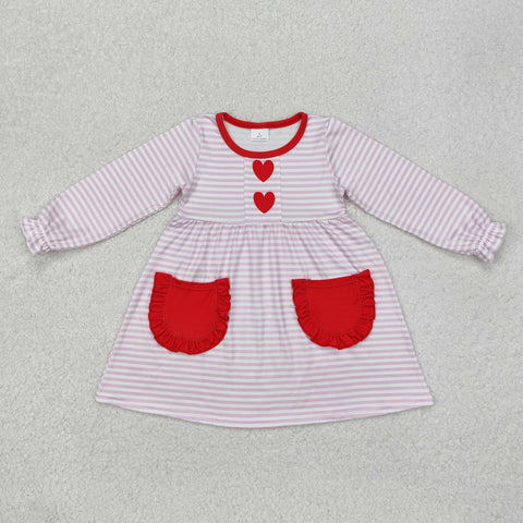 GLD0853 Valentine's Day Love Pink Stripe Girls Dress