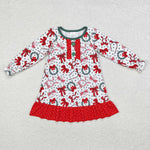 GLD0855 Christmas Bows Red Girls Dress