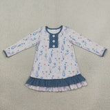 GLD0874 Ballet Soldier Blue Ruffles Girls Dress