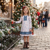 GLD0874 Ballet Soldier Blue Ruffles Girls Dress