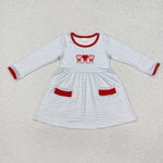 GLD0884 Embroidery Valentine's Day Truck Love Red Girls Dress