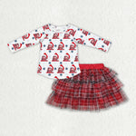 GLD0890 Christmas Singer Star Red Tulle Girls Skirt Set