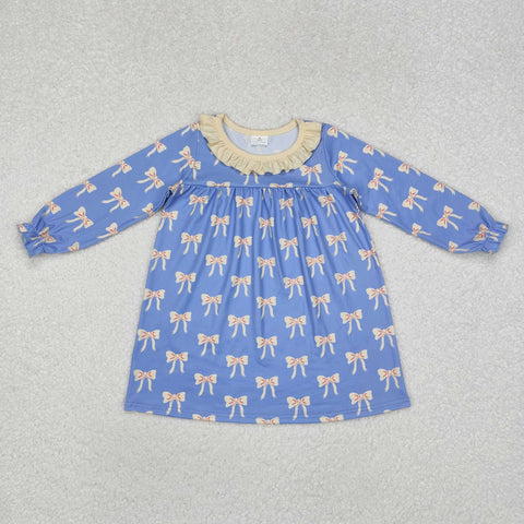 GLD0897 Bows Blue Girls Dress