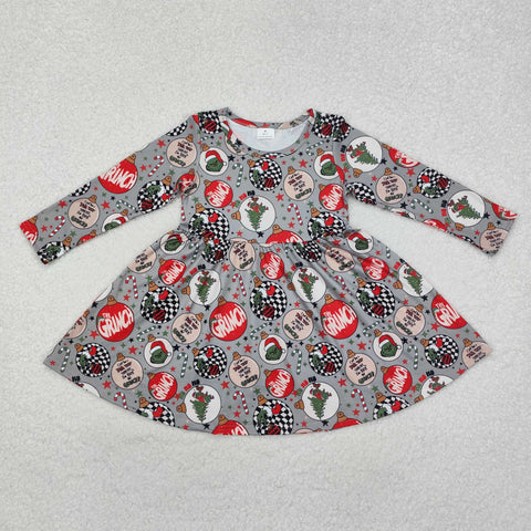 GLD0905 Christmas Green Animal Girls Dress