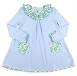 Preorder Samples GLD0927 Flower Floral Blue Girl's Dress