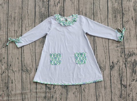 Preorder Samples GLD0927 Flower Floral Blue Girl's Dress