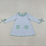 GLD0927 Flower Floral Blue Girl's Dress