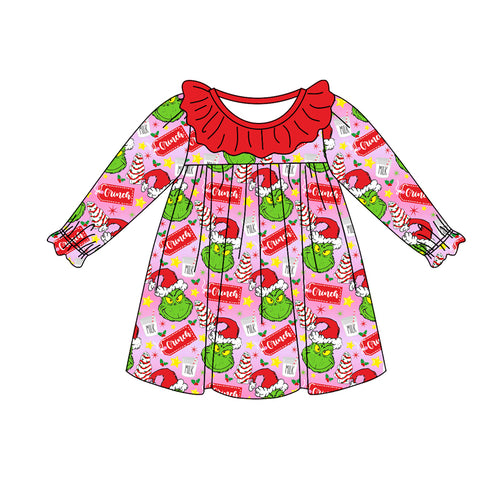 Preorder 10.08 GLD0931 Christmas Green Animal Red Girl's Dress