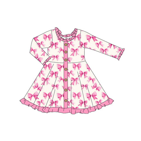 Preorder 10.11 GLD0936 Bows Pink Girl's Dress