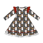 Preorder 10.11 GLD0937 Christmas HOHOHO Santa Girl's Dress