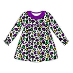 Preorder Notice GLD0949 Mardi Gras Leopard Girl's Dress