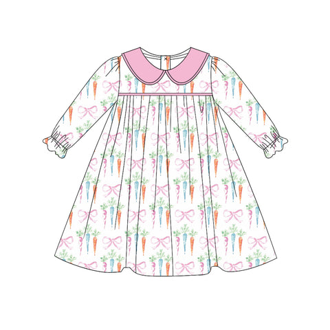 Preorder Notice GLD0956 Easter Bows Carrot Pink Girl's Dress