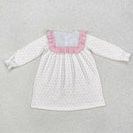 GLD0981 Embroidery Easter Cross Pink Girl's Dress